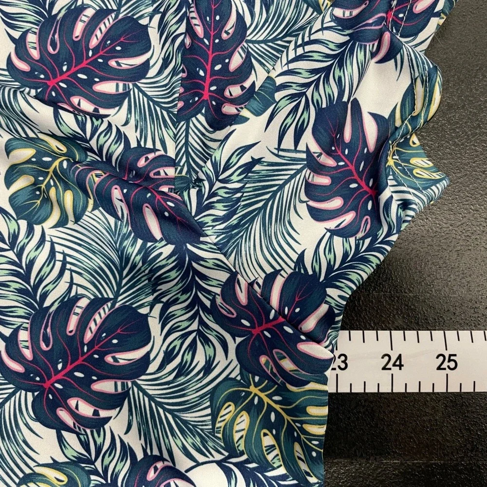 Tailor Byrd Golf‎ Polo Shirt Mens Lg Palm Leaf Floral Quick Dry Moisture Wicking
